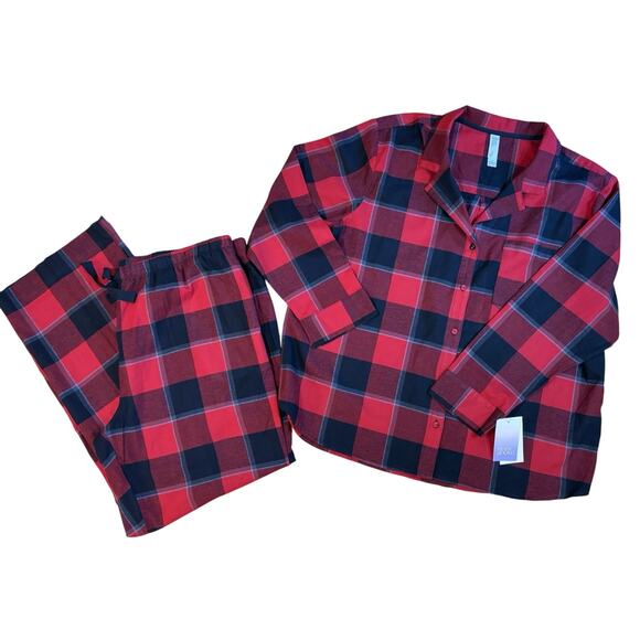 Stars Above NWT Women's Flannel Pajama Set Red & Black Check Size Large XXL Cozy - Picture 1 of 8